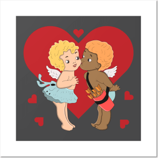 two cute cupid fall in love Posters and Art